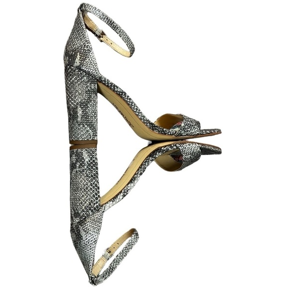 Sam Edelman Snakeskin Yaro Block Heeled Ankle Strap Sandals Silver Pumps 7 - Picture 10 of 15